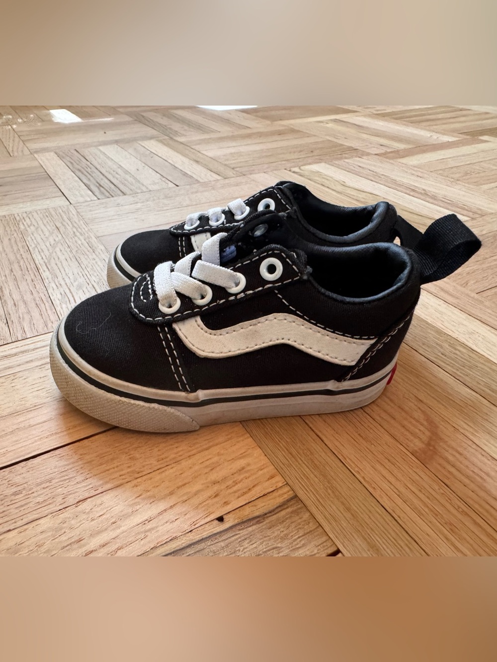 Vans Black and White toddler Canvas Skate Shoes